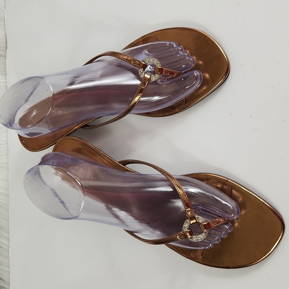 Moda, Women's Browns bronze, 1.5" heels, jeweled slip-on Sandal slides. Size 10M - Picture 1 of 10